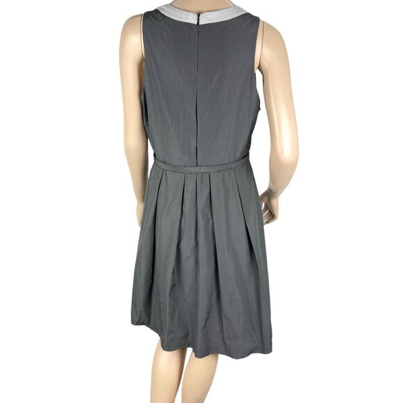 Eva Franco Belted Sleeveless Dress SZ 8 Black White Grid Pattern Bows Buttons - Picture 10 of 11